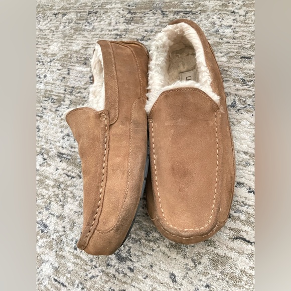 UGG Ascot Loafer Slipper Mens Size 11 Chestnut Brown Suede Sheepskin Slip On - Picture 2 of 12